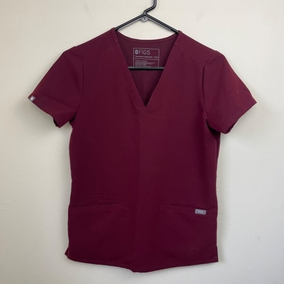 Figs Casma Three-Pocket Scrub‎ Top Burgundy - Picture 5 of 9
